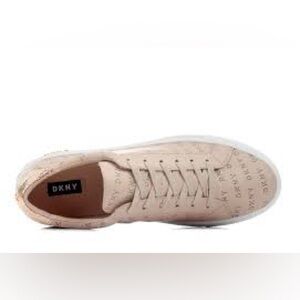 DKNY Lace Up Leather Logo Sneaker Pink Size 10